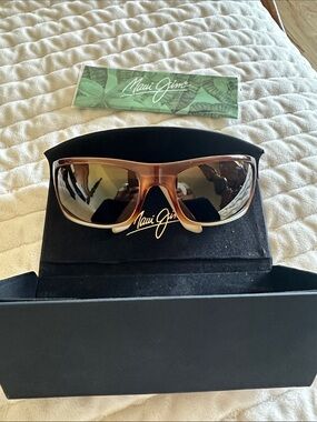 Maui Jim Two-Tone Brown Wrap Sunglasses